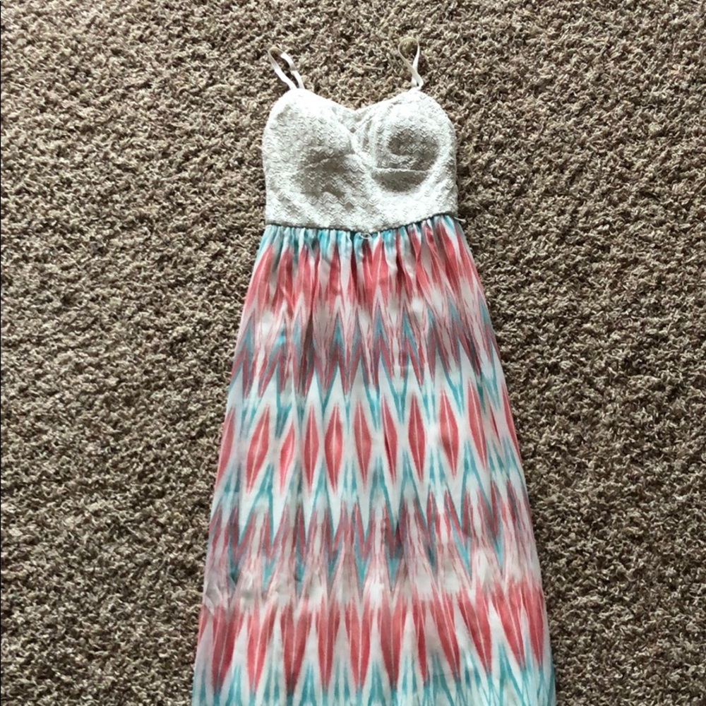 Pink and White Maxi Dress